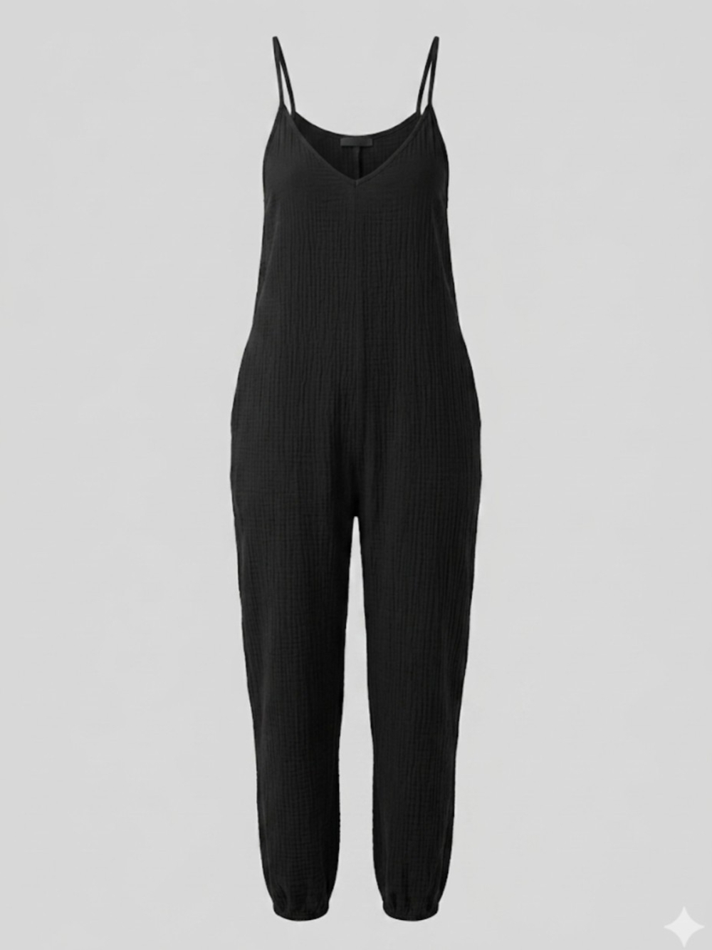 Shinestar Black Sleeveless V-Neck Jumpsuit Medium